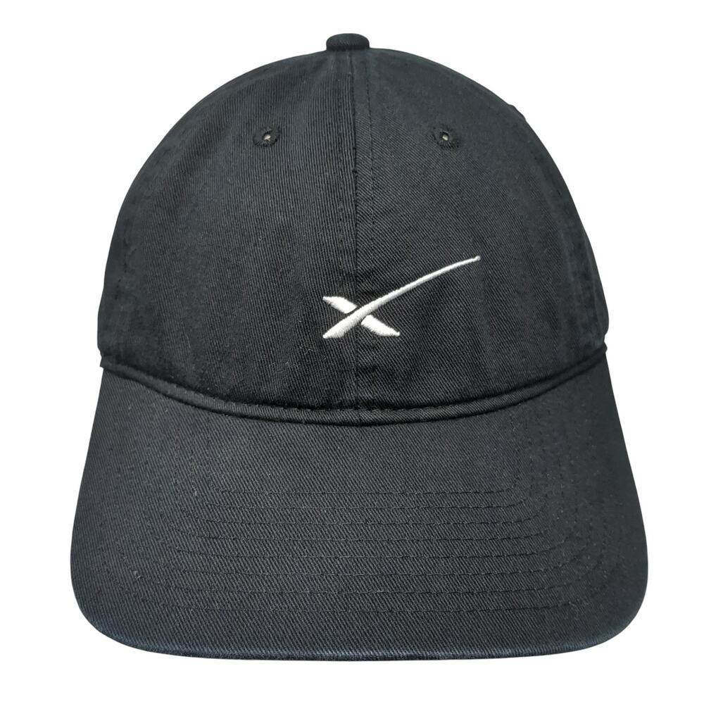 Spacex Slideback Baseball Cap Black One Size Adjustable Embroidered Vented Holes